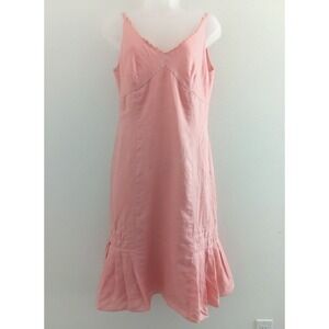 Ann Taylor Spring Dress Women 8 Pastel Pink 100% Linen Lined Romantic Minimalist
